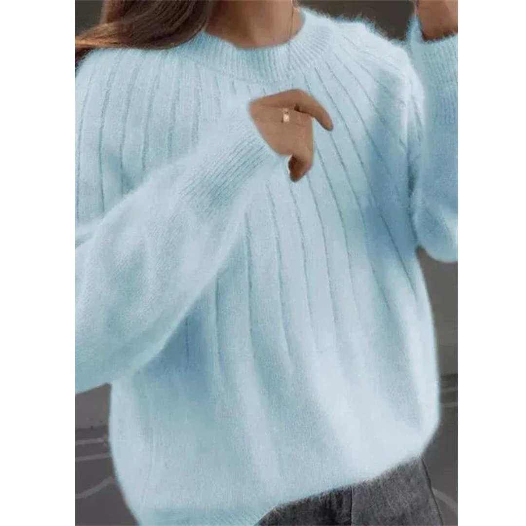 Damenpullover – Elastischer Strickpullover mit Rundhalsausschnitt und Lockerem Schnitt