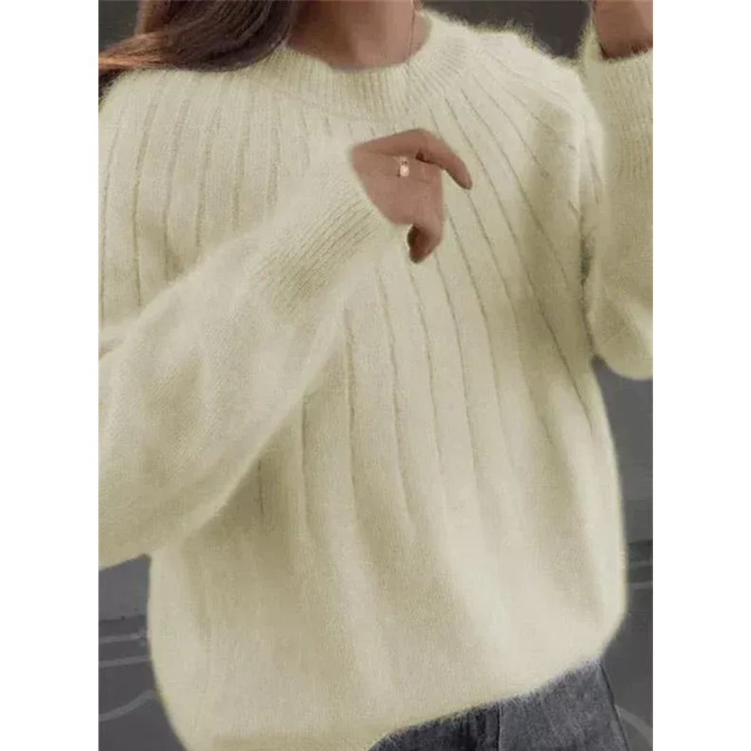 Damenpullover – Elastischer Strickpullover mit Rundhalsausschnitt und Lockerem Schnitt