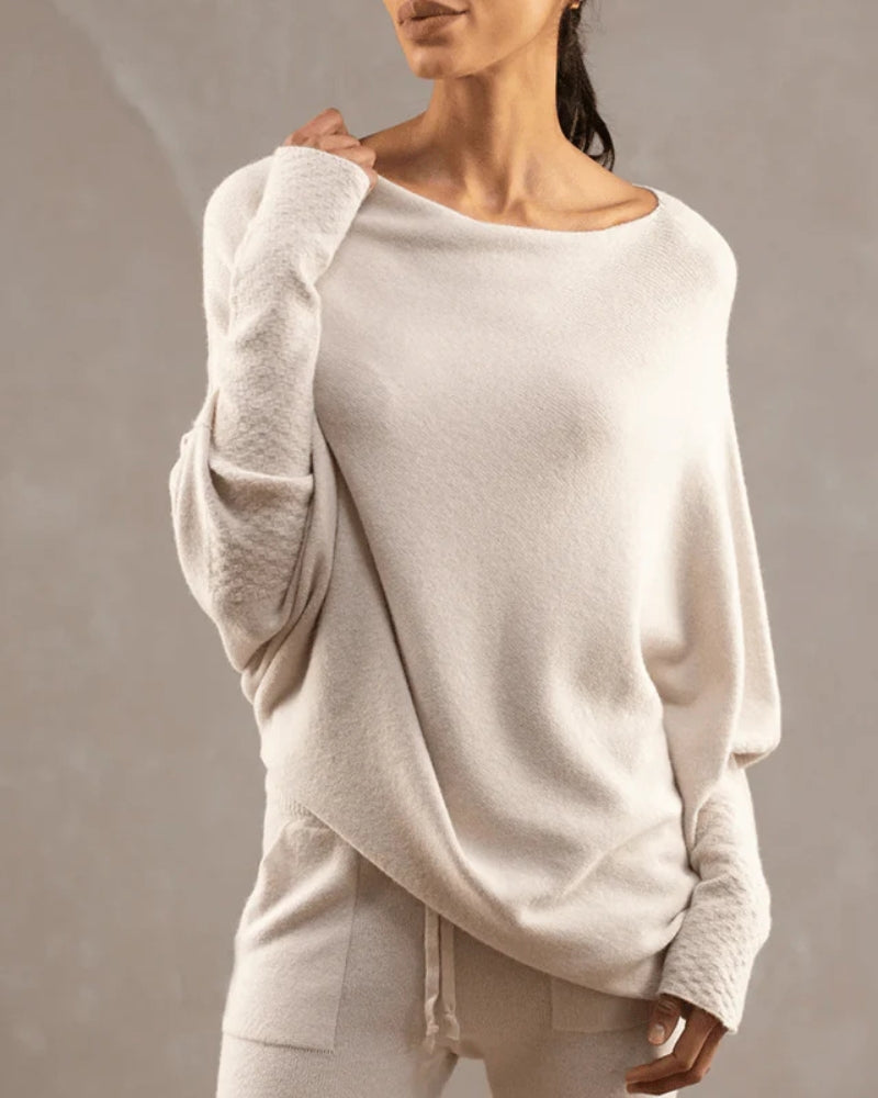 Damenpullover mit Off-Shoulder-Ausschnitt – Langarm in Einfarbig Grau