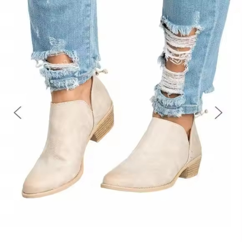 Damenstiefel - Seitlicher Reißverschluss Niedriger Absatz für Alltagsschuhe