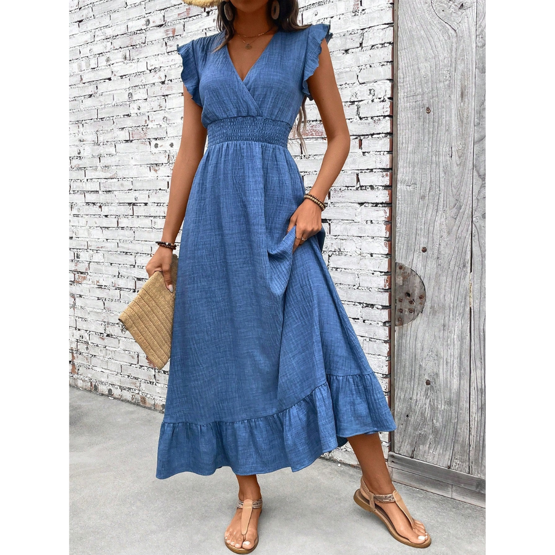 Delilah | Damen Blaues Maxikleid Boho Leicht