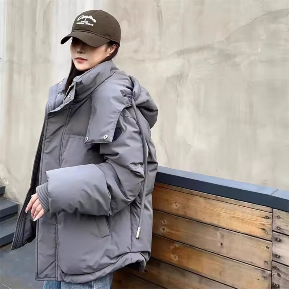 Dick gefütterte Damen-Winterjacke - klassisch mit Reißverschluss zu tragen