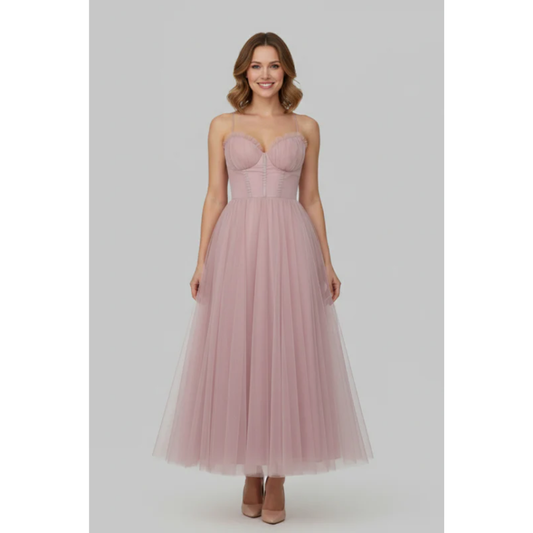 Doris | Damen Maxikleid Mit Bandeau Oberteil Und Tüllrock Für Abend