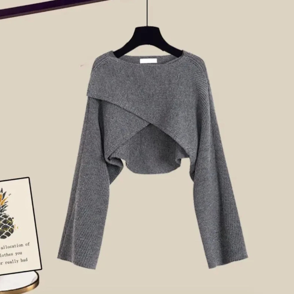 Dreiteiliges Outfit-Set für Frauen – Lockeres Oberteil und Hose mit Weitem Bein