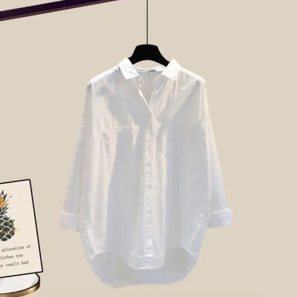 Dreiteiliges Outfit-Set für Frauen – Lockeres Oberteil und Hose mit Weitem Bein