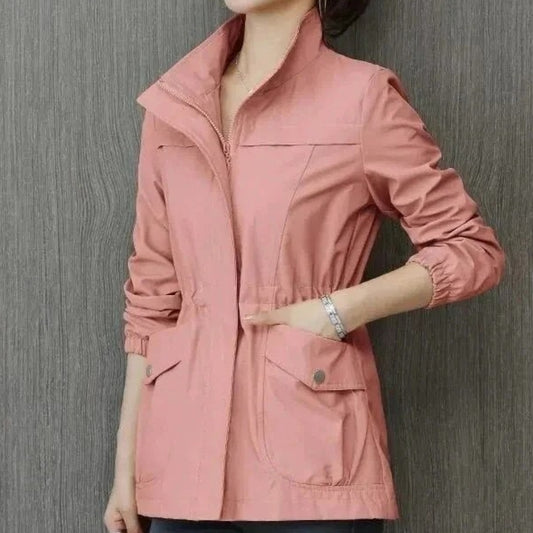 Einfarbige Oberbekleidung mit Kragen - Stylische Damenjacke