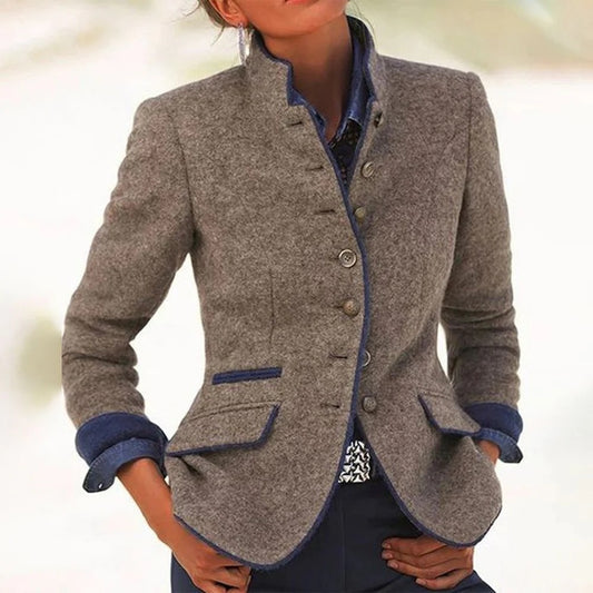 Einfarbige Winterjacke - Langärmelige Oberbekleidung für kalte Tage