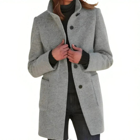 Elegante Regular Fit Winterjacke - Klassischer langer Damenmantel