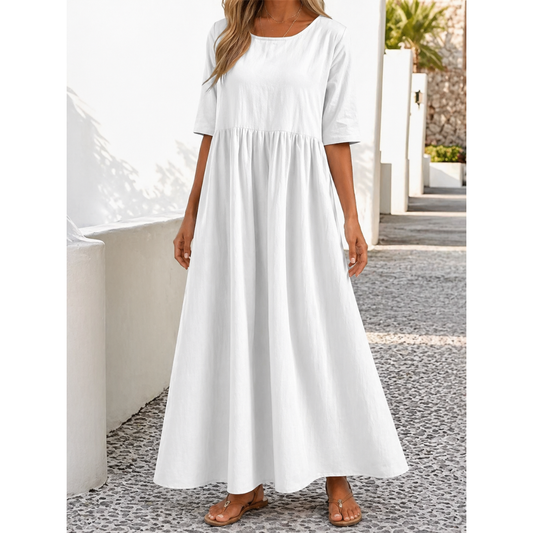 Elegantes Leinen Sommerkleid | Damen Midi Kleid