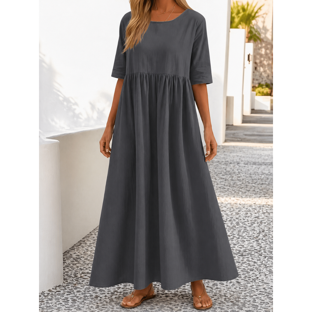 Elegantes Leinen Sommerkleid | Damen Midi Kleid