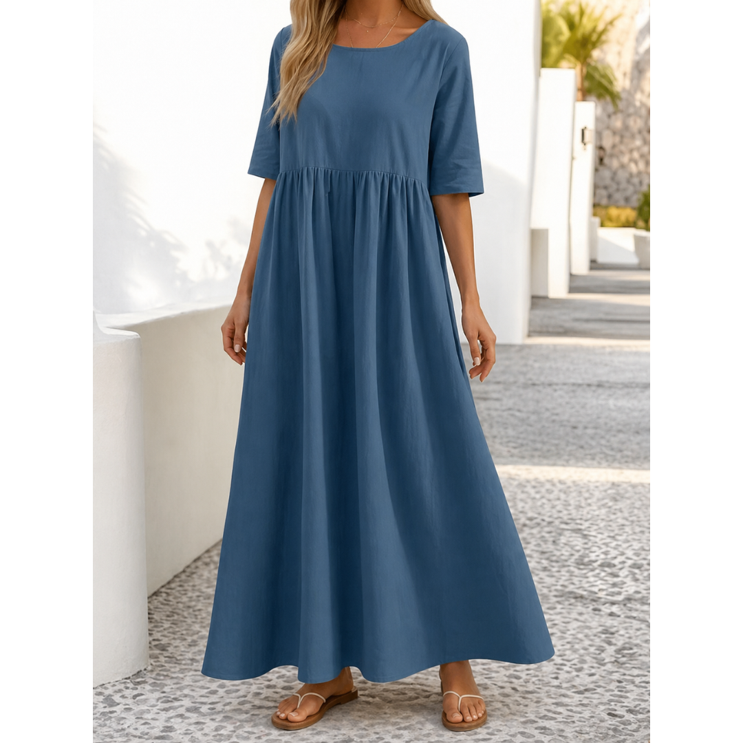 Elegantes Leinen Sommerkleid | Damen Midi Kleid