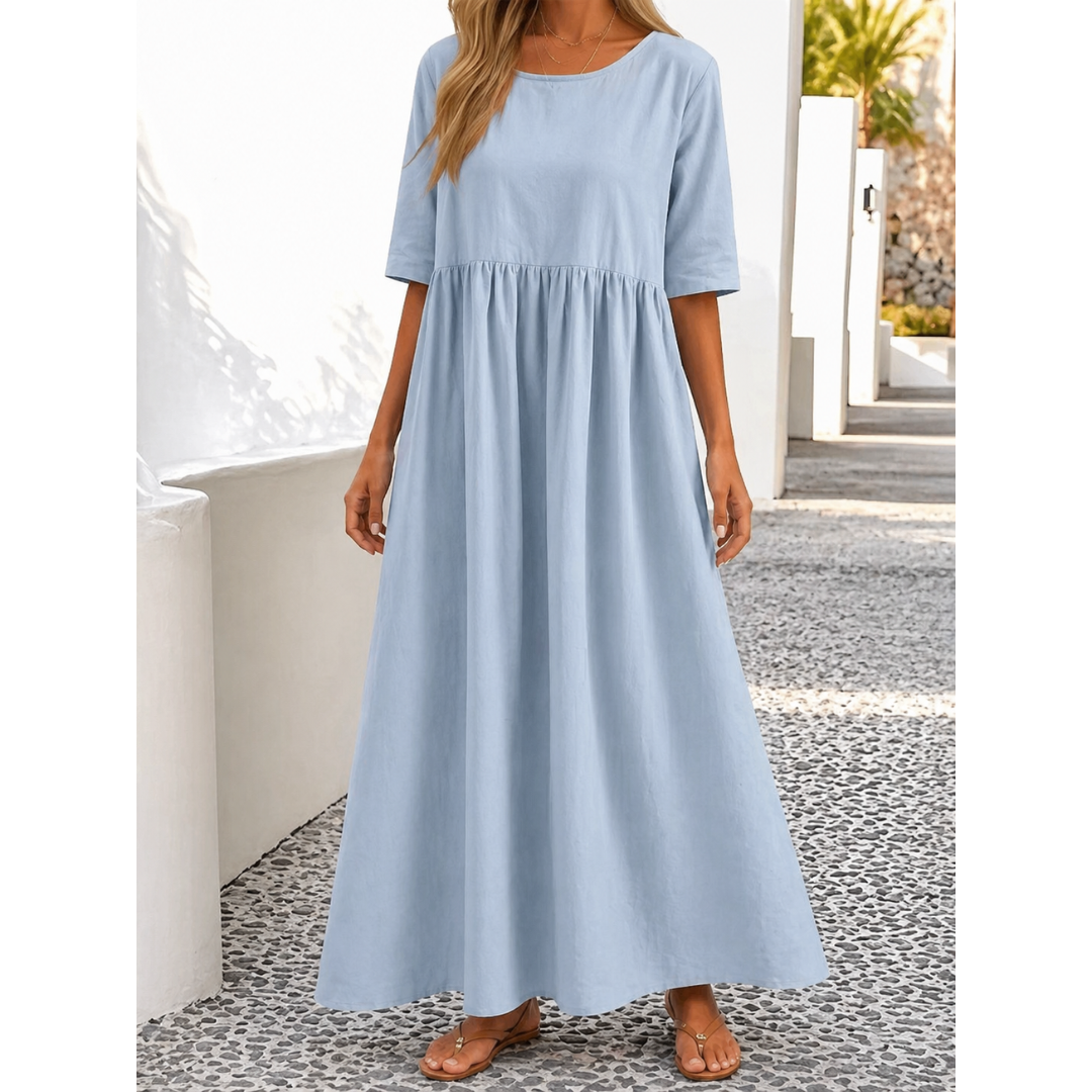 Elegantes Leinen Sommerkleid | Damen Midi Kleid