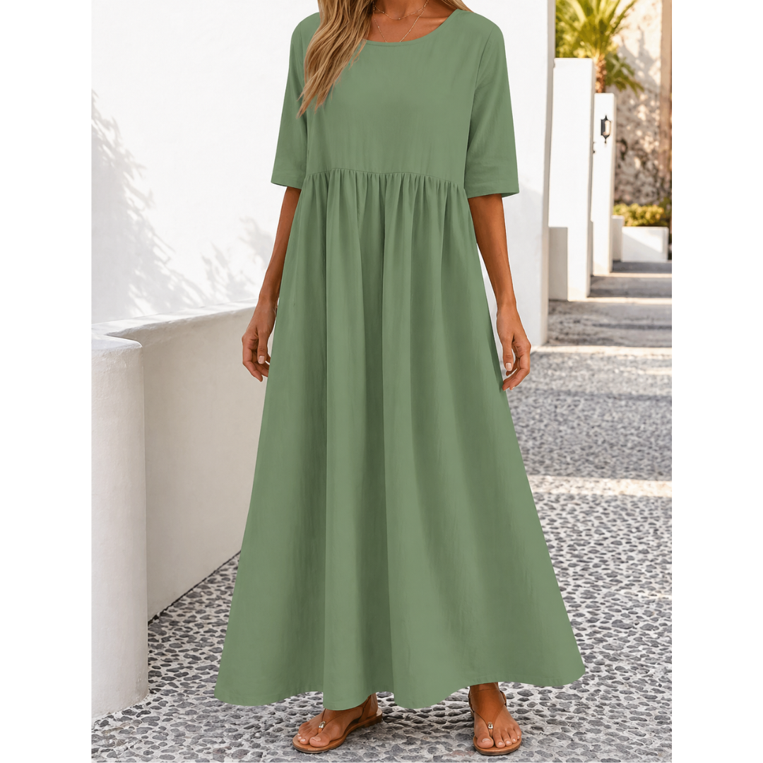 Elegantes Leinen Sommerkleid | Damen Midi Kleid