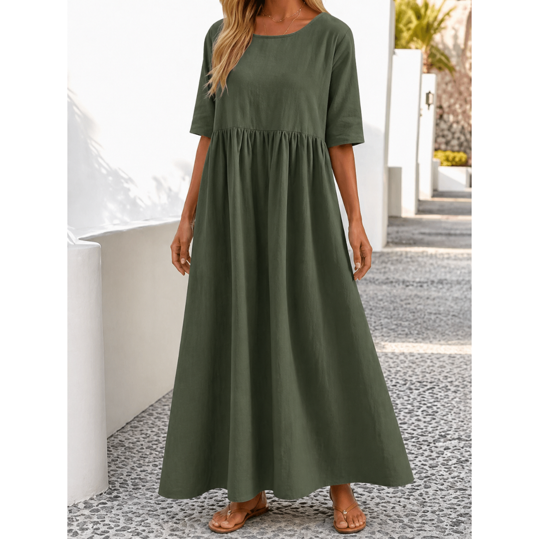 Elegantes Leinen Sommerkleid | Damen Midi Kleid