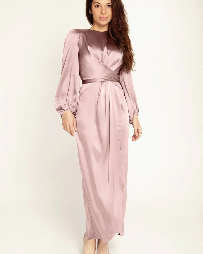 Elegantes Sommerkleid mit langen Ärmeln | Maxi