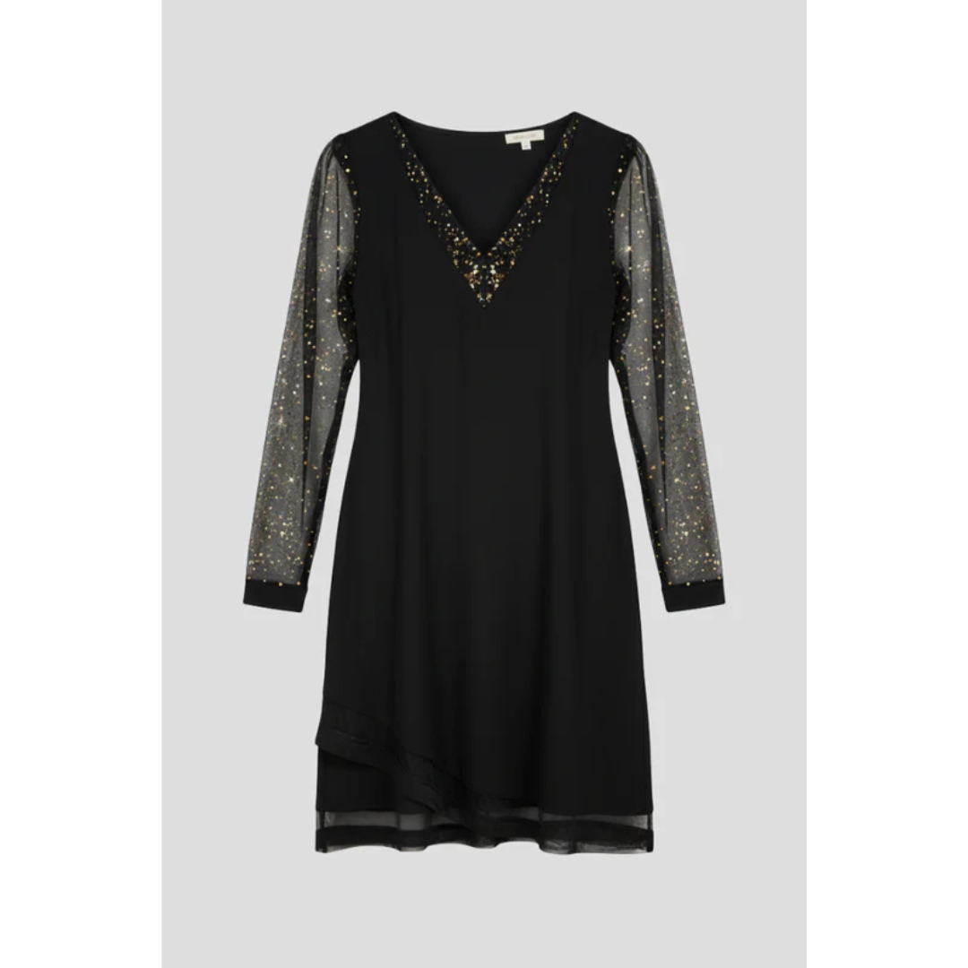 Elena | Damen Cocktailkleid Mit V Ausschnitt Und Paillettenärmeln Für Abend