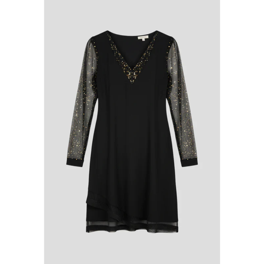 Elena | Damen Cocktailkleid Mit V Ausschnitt Und Paillettenärmeln Für Abend