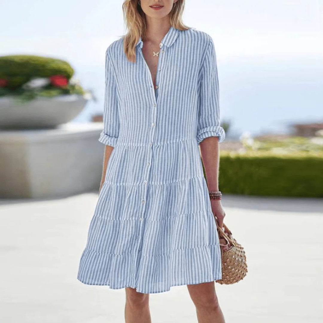 Elina | Damen Gestreiftes Sommerkleid Midi