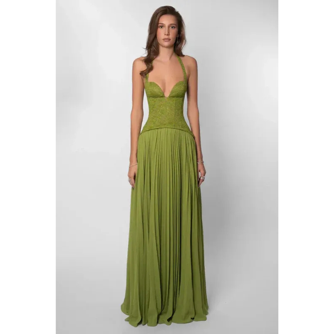 Emma | Damen Maxikleid Plissee Elegant Hochzeit