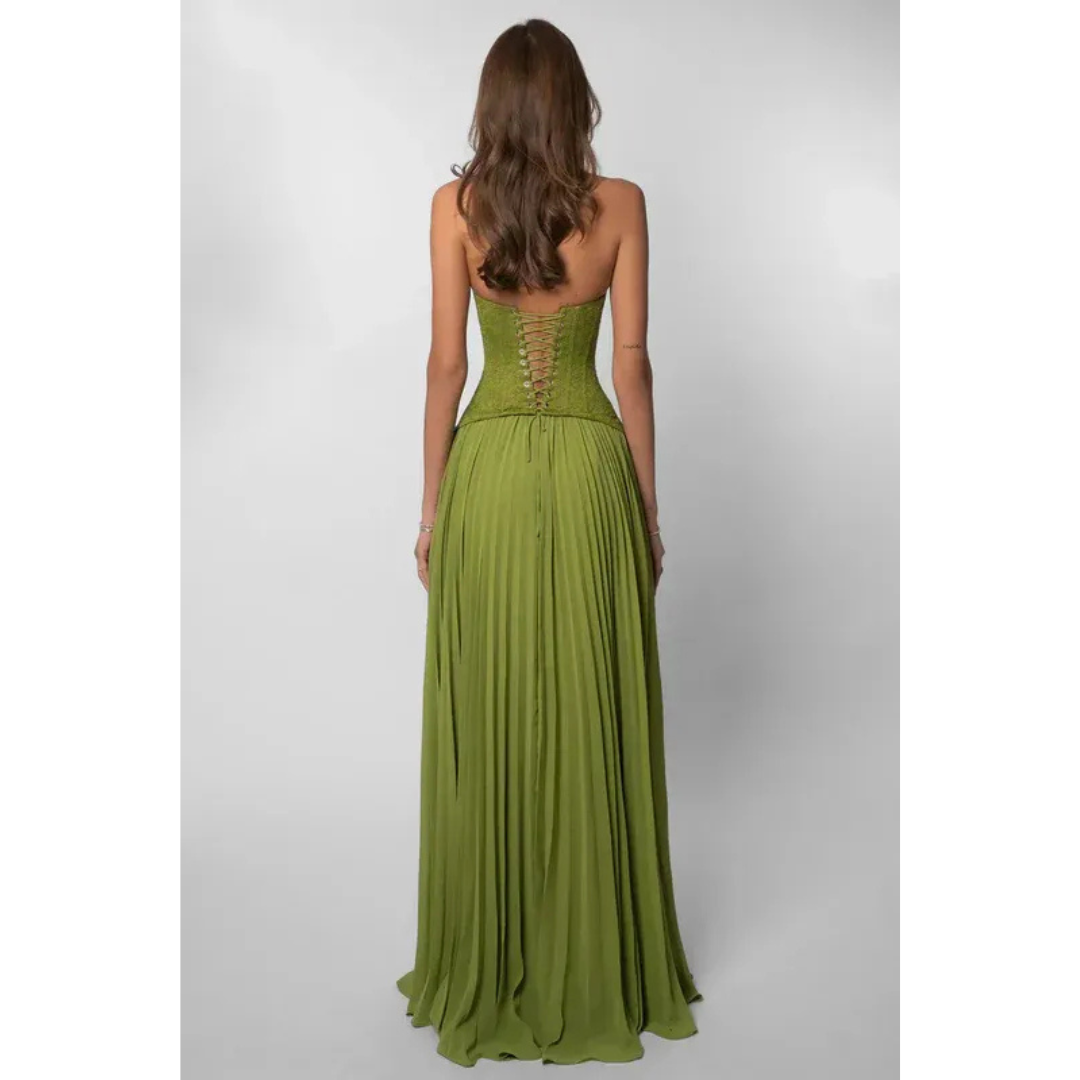 Emma | Damen Maxikleid Plissee Elegant Hochzeit
