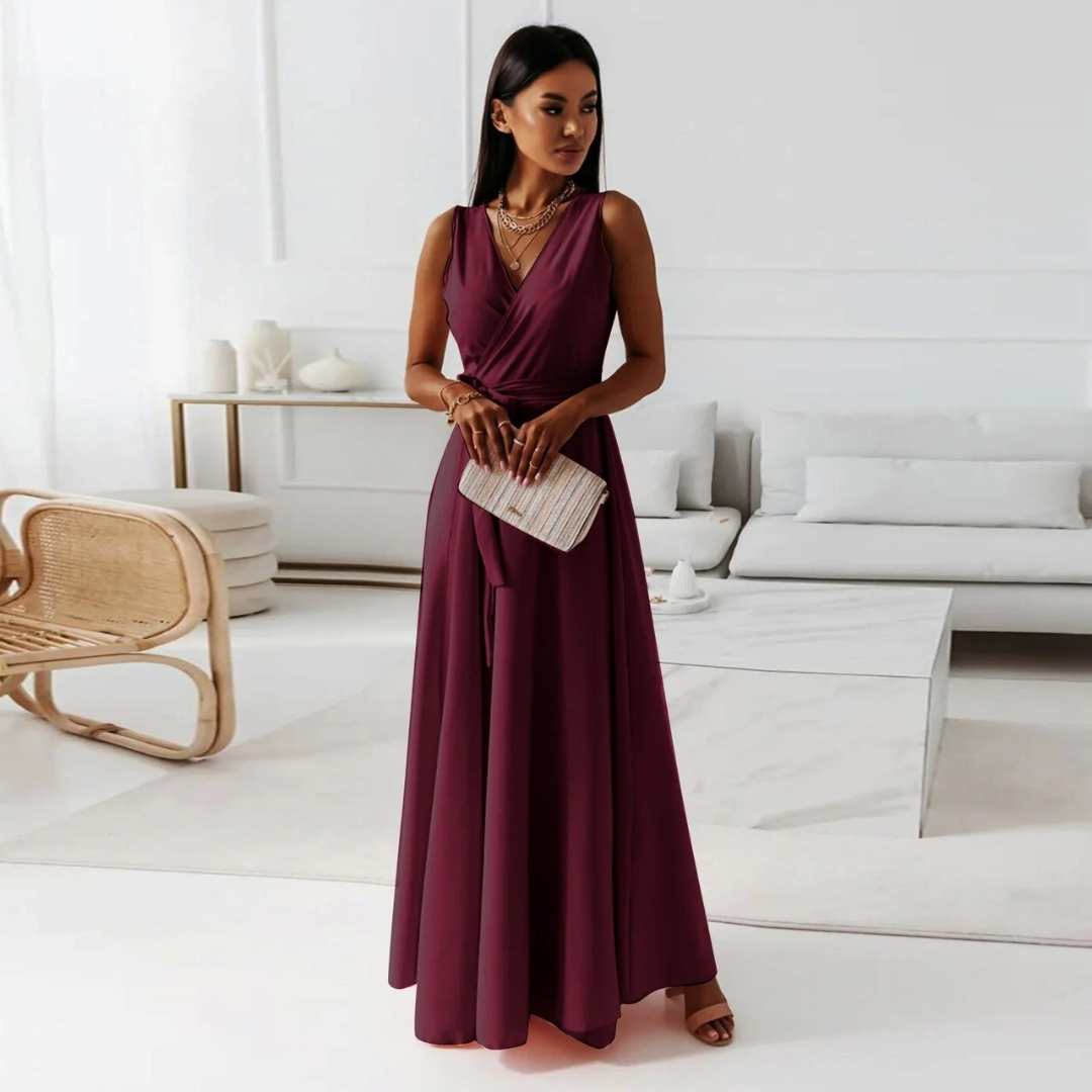 Erna | Damen Maxi Kleid Für Hochzeitsgast Im Wickel Stil