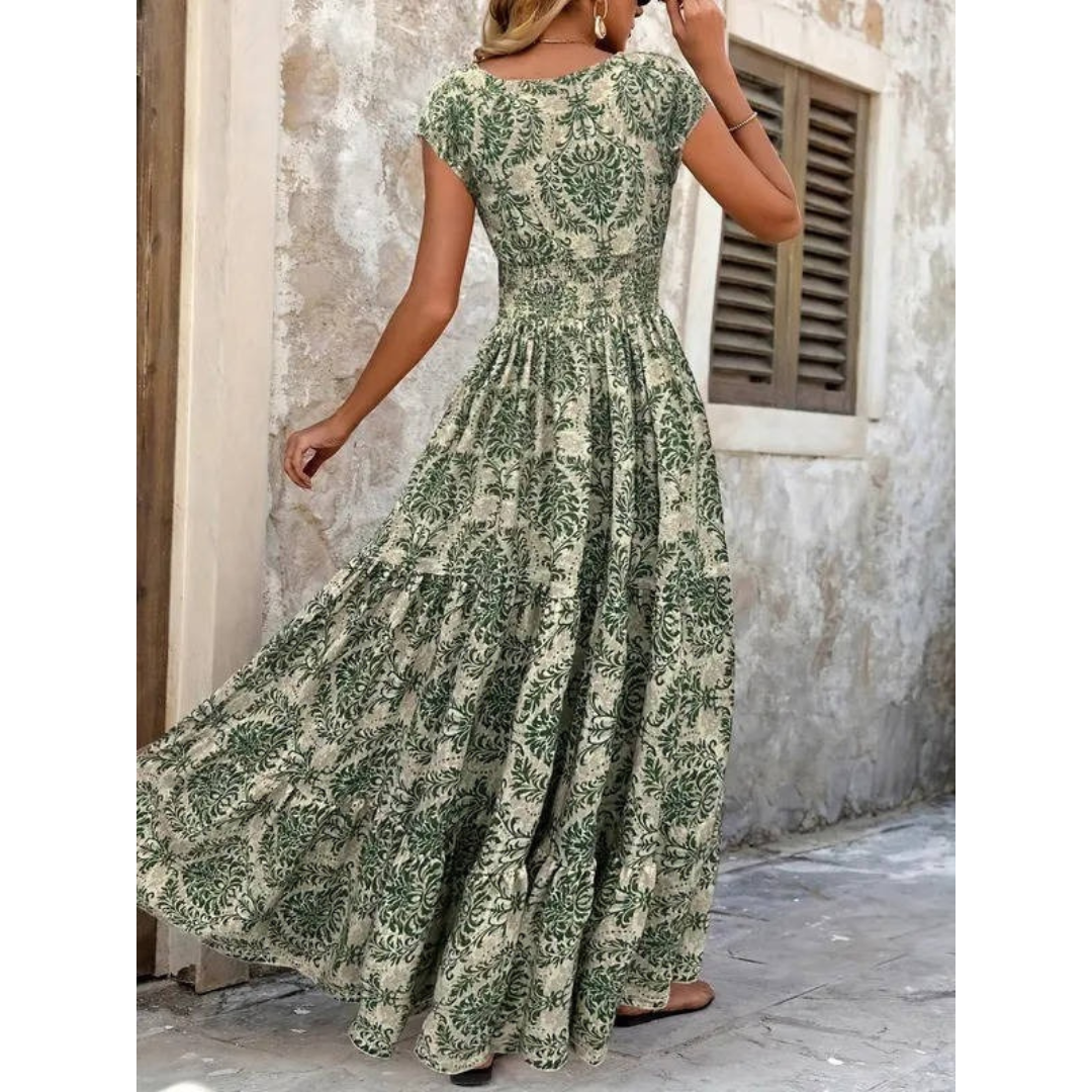 Fenja | Damen Maxikleid Ärmellos Boho V-Ausschnitt