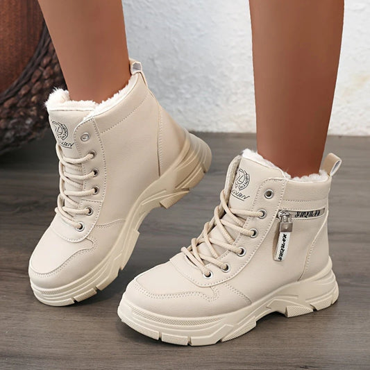 Festliche Winterstiefel für Frauen - lässiges, einfarbiges Muster, ideal für die kalte Jahreszeit