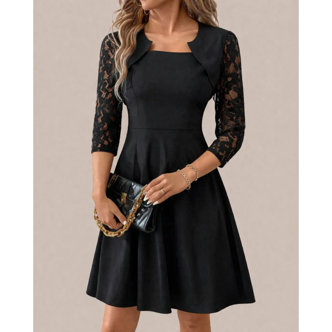 Festliches Abendkleid Damen | Mini Langarm