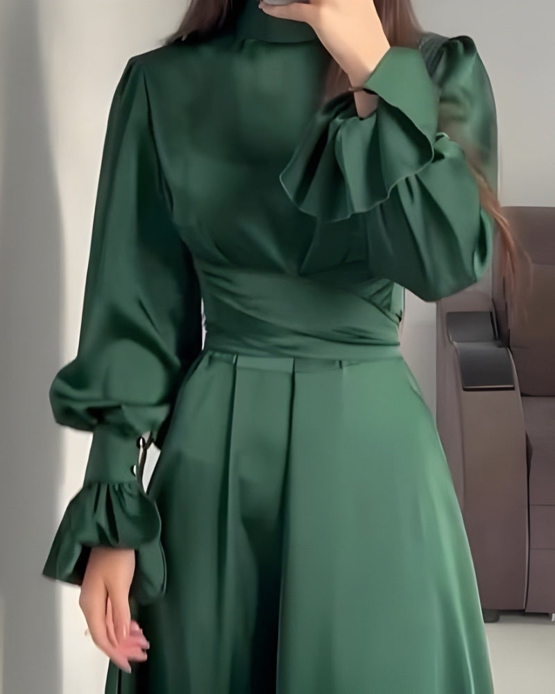 Festliches Damen Maxi Abendkleid mit langen Ärmeln | Elegant