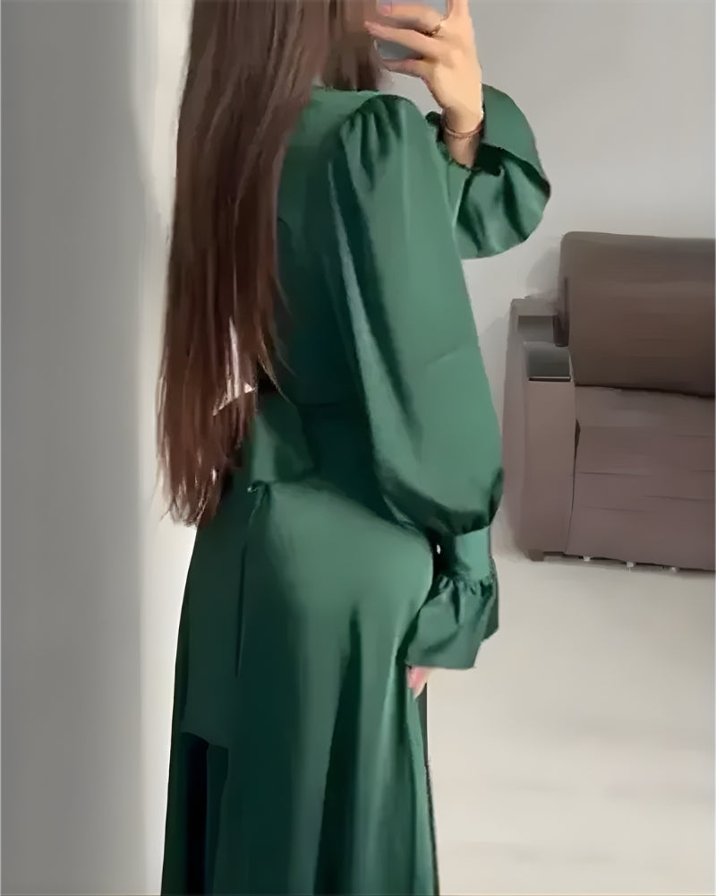 Festliches Damen Maxi Abendkleid mit langen Ärmeln | Elegant