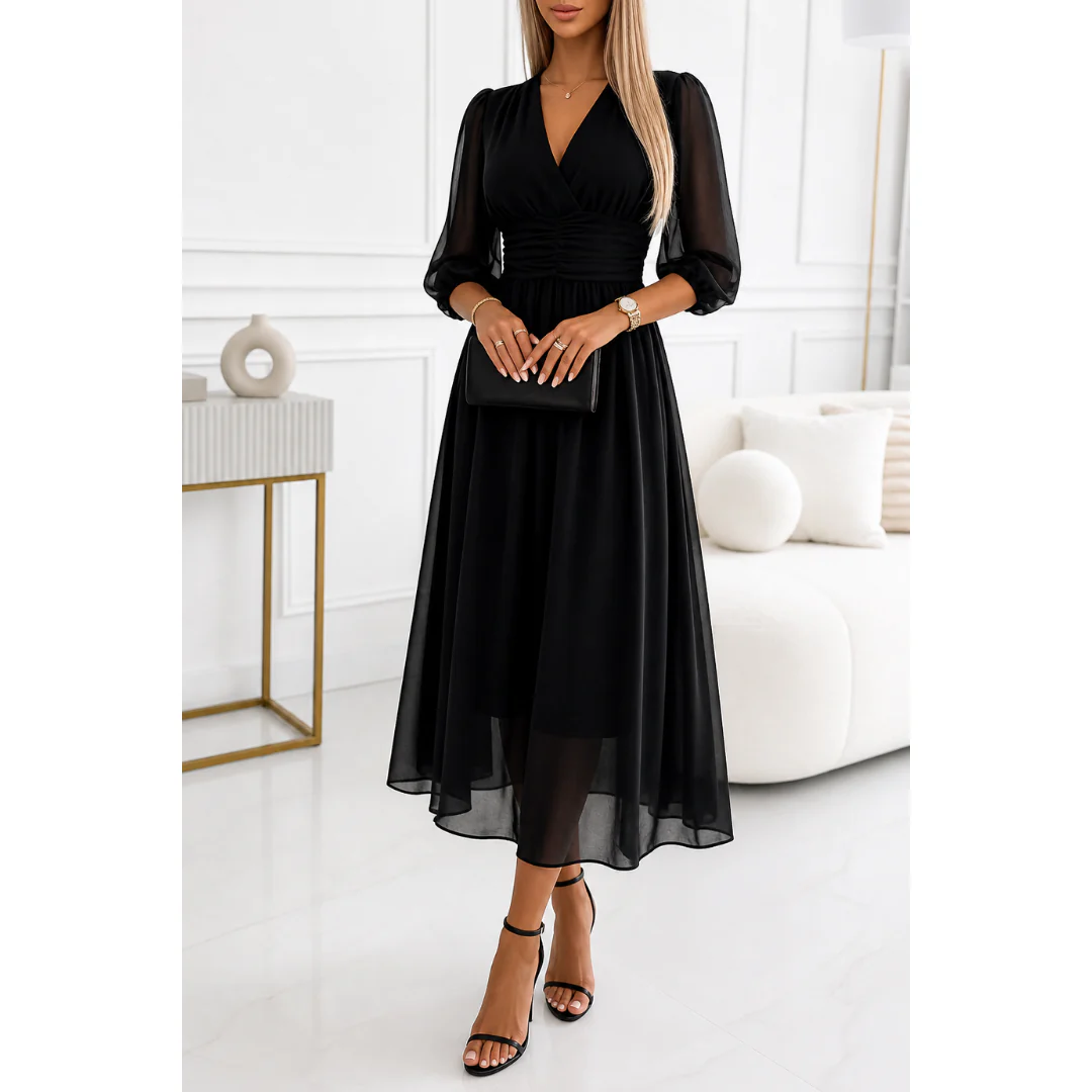 Festliches Sommerkleid mit 3/4-Ärmel | Midi