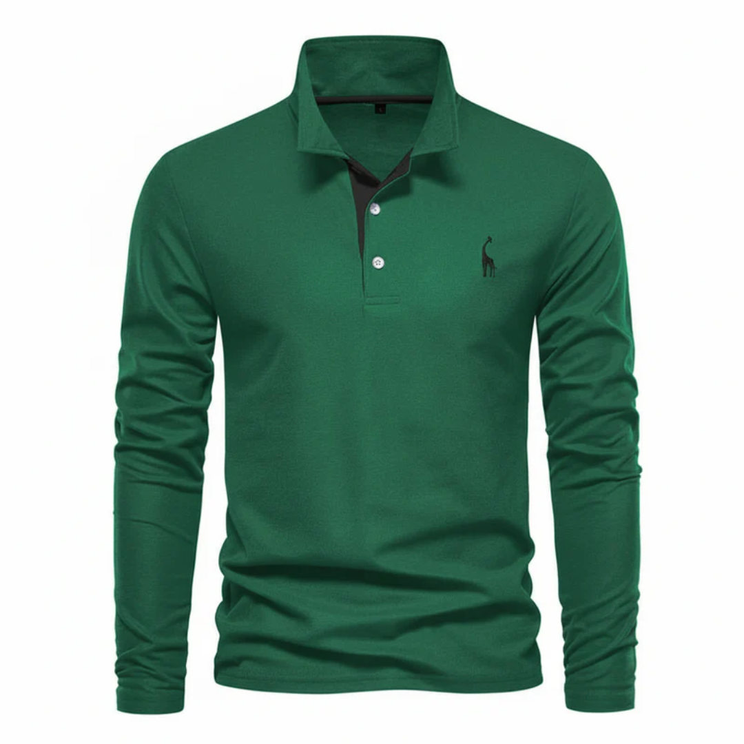 Fiete | Herren Poloshirt Langarm Mit Kontrast Für Alltag