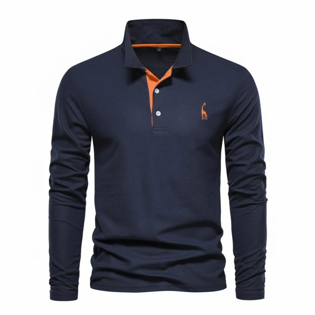 Fiete | Herren Poloshirt Langarm Mit Kontrast Für Alltag