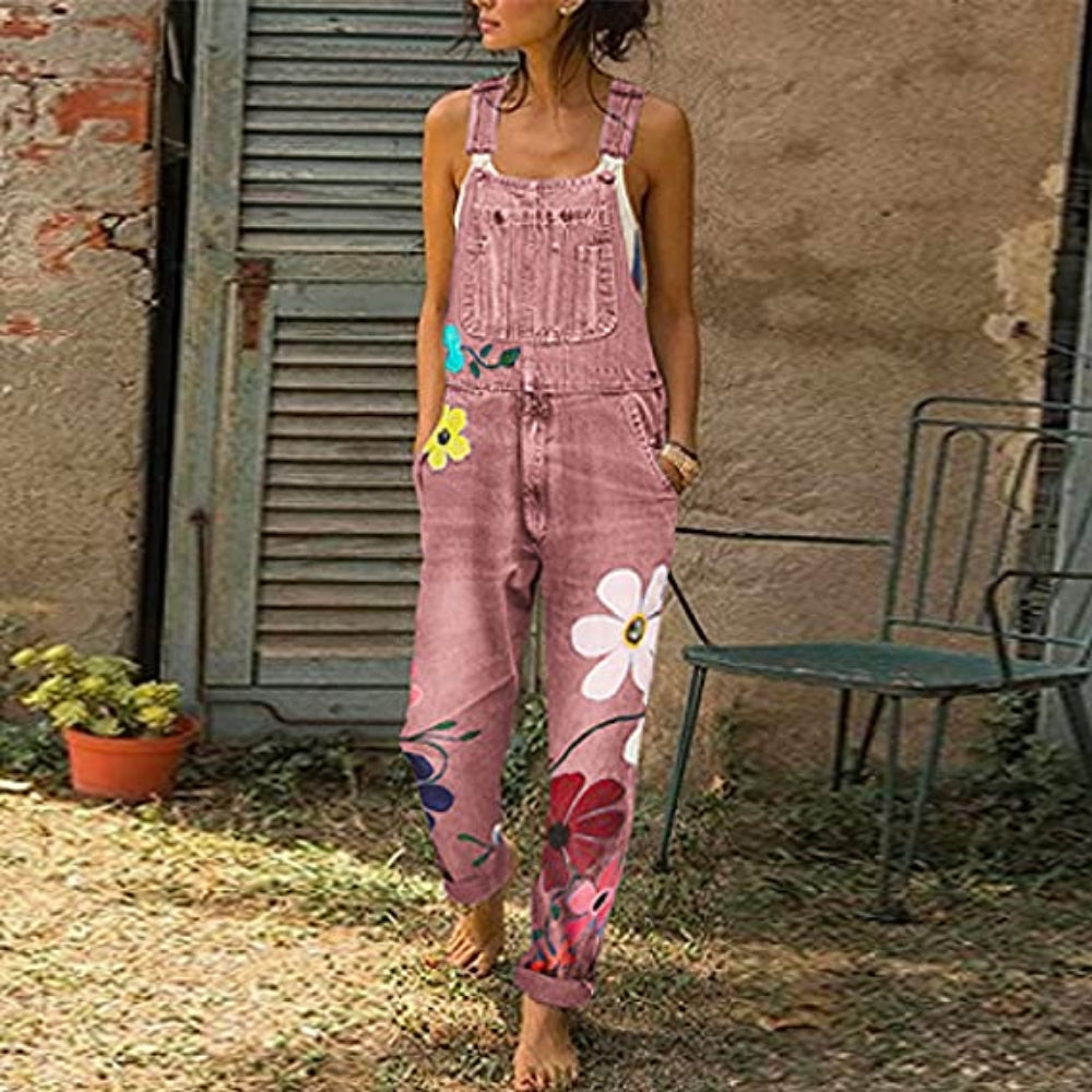 Figurbetonter Damen-Overall – Bequemer und schicker Overall mit Blumenmuster