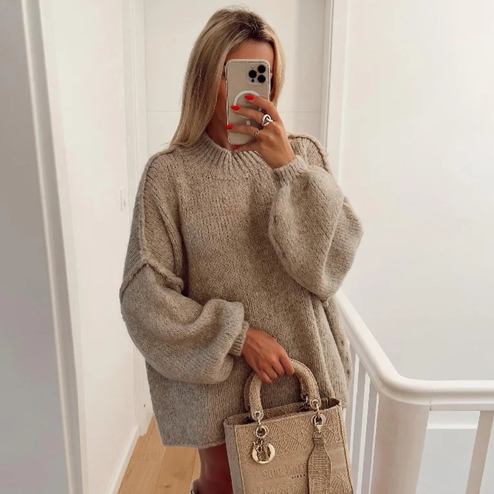 Flauschiger Pullover in Übergröße - Bequemer Rundstrick für Frauen
