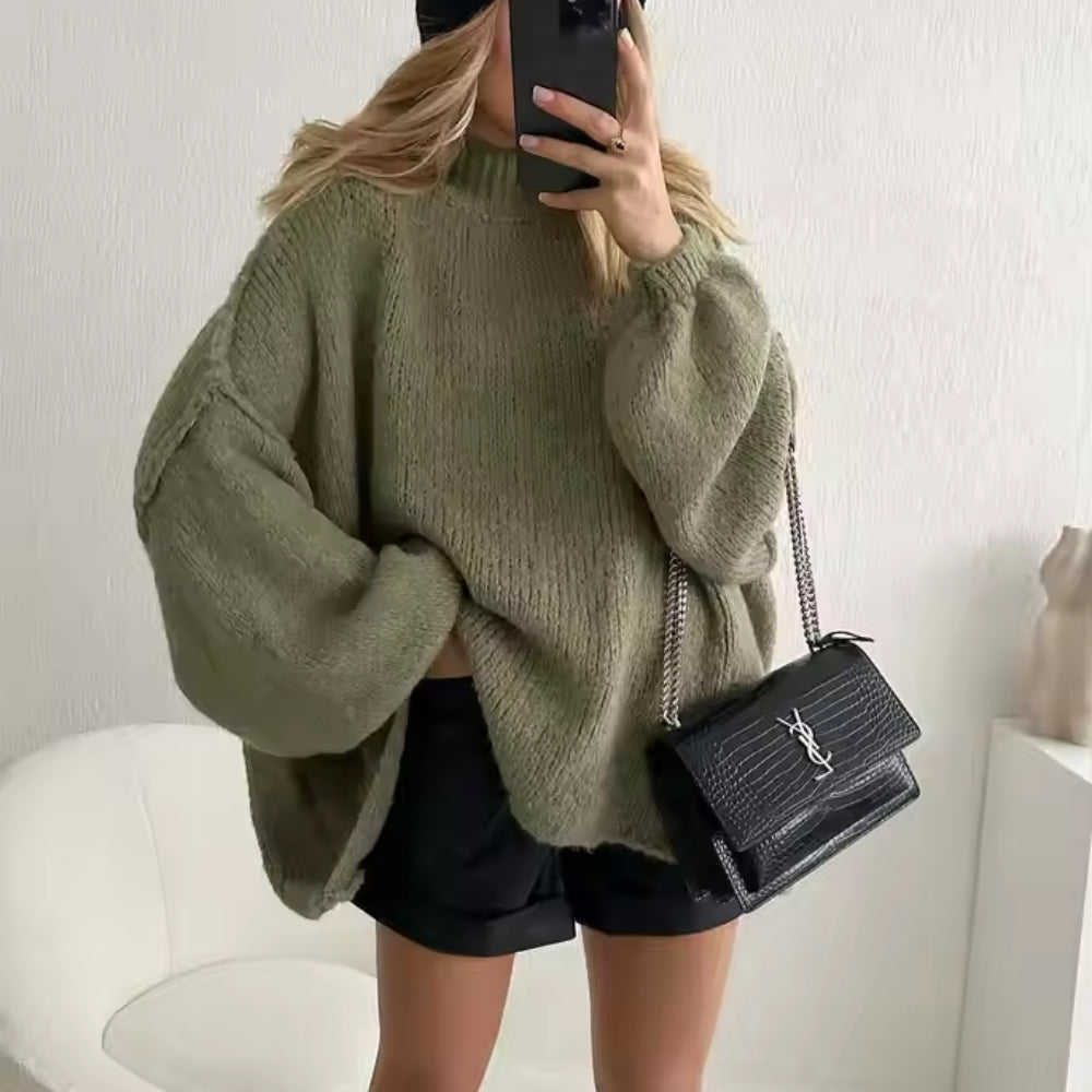 Flauschiger Pullover in Übergröße - Bequemer Rundstrick für Frauen
