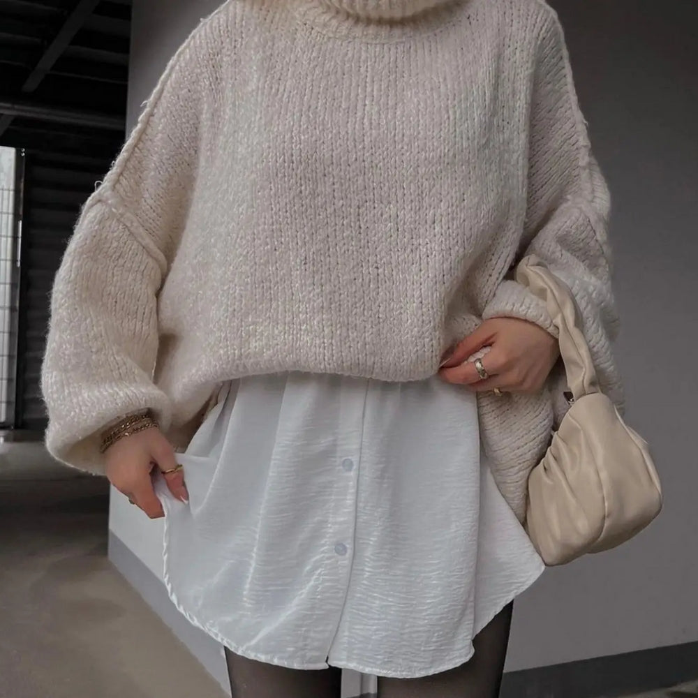 Flauschiger Pullover in Übergröße - Bequemer Rundstrick für Frauen