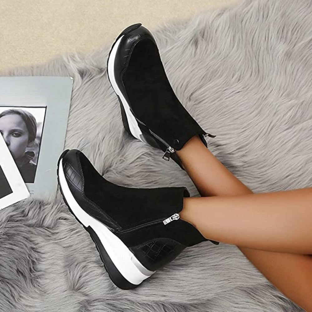 Flexible Damenstiefel - Doppelter Reißverschluss mit stützendem Absatz