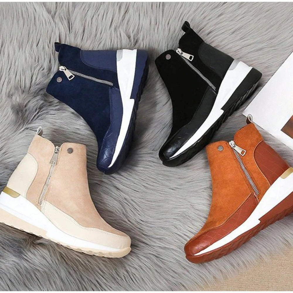 Flexible Damenstiefel - Doppelter Reißverschluss mit stützendem Absatz