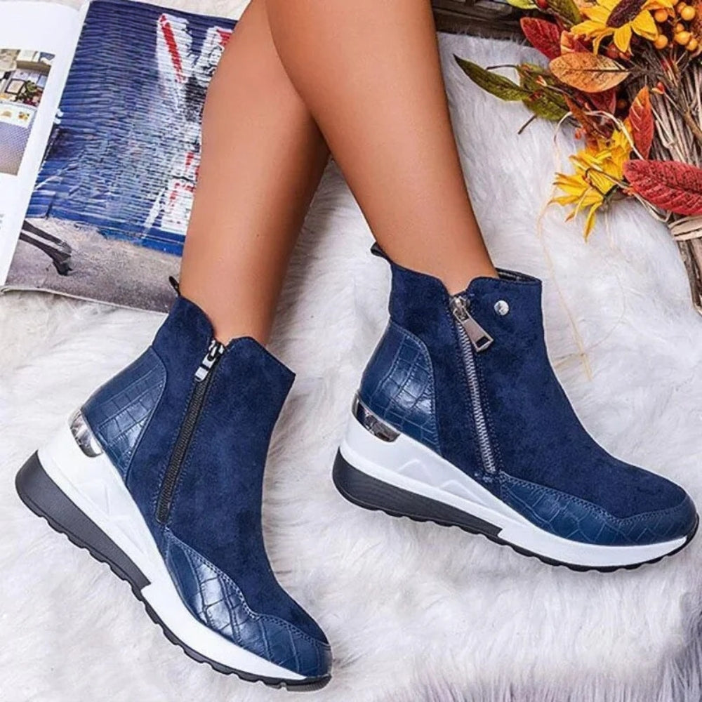 Flexible Damenstiefel - Doppelter Reißverschluss mit stützendem Absatz