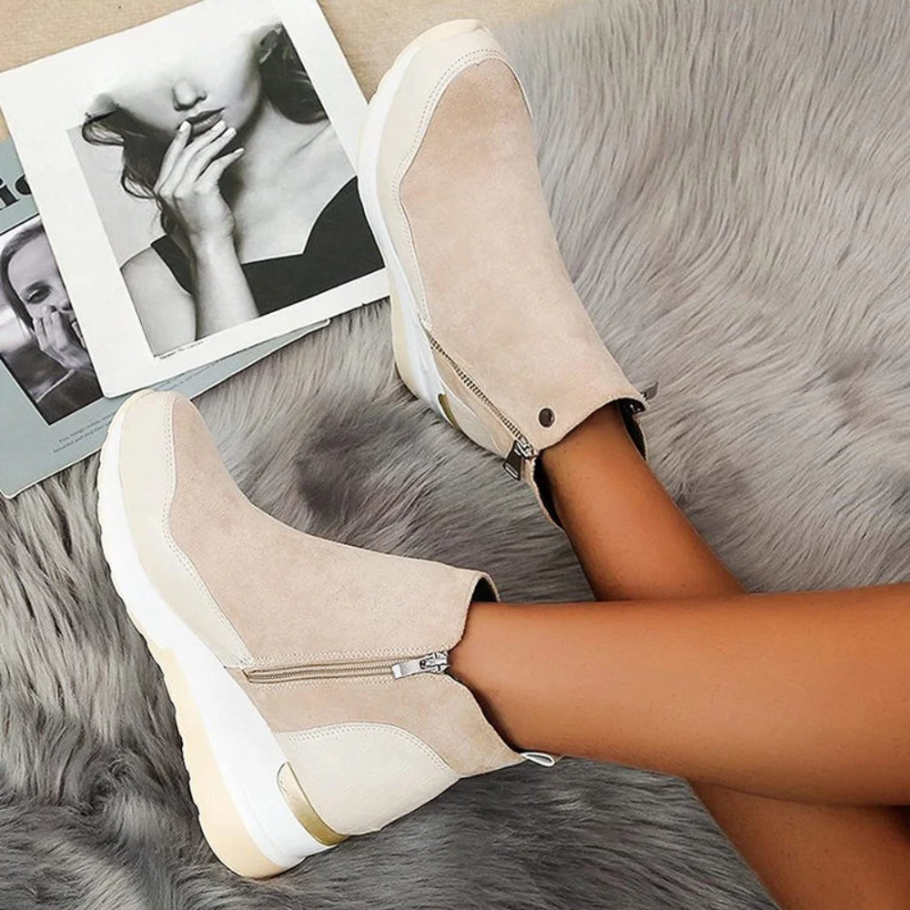 Flexible Damenstiefel - Doppelter Reißverschluss mit stützendem Absatz