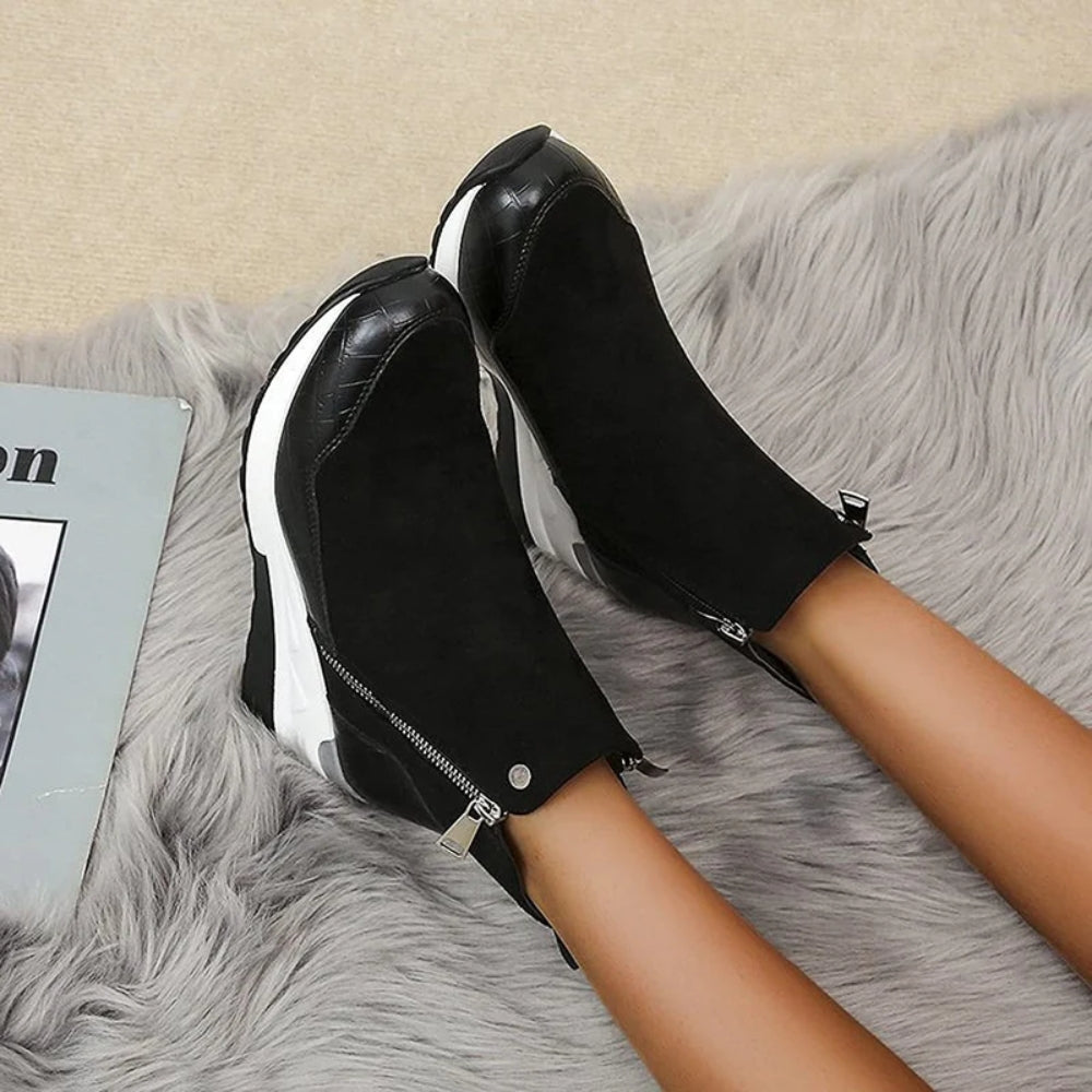 Flexible Damenstiefel - Doppelter Reißverschluss mit stützendem Absatz