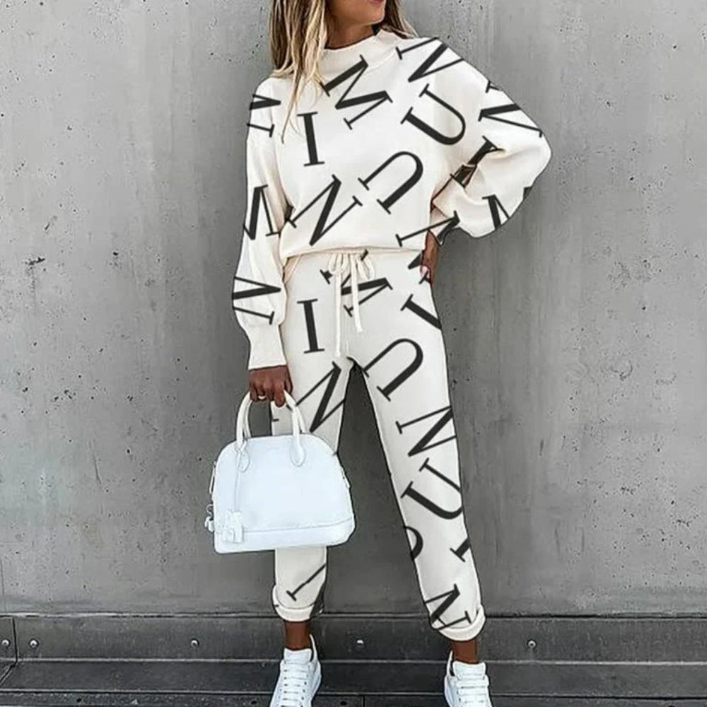 Freizeitoutfit für Damen – Bequemes zweiteiliges Trainingsanzug-Set
