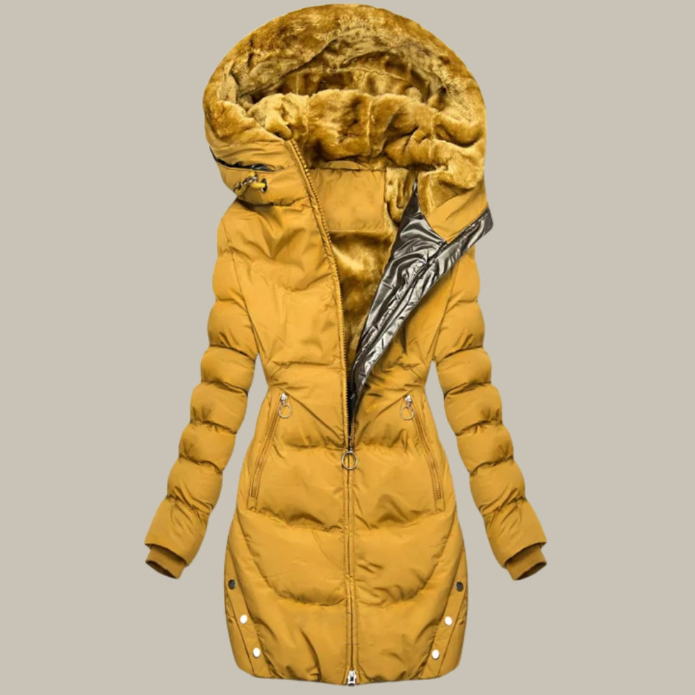Gefütterte Winterjacke für Frauen - lange Passform für kaltes Wetter