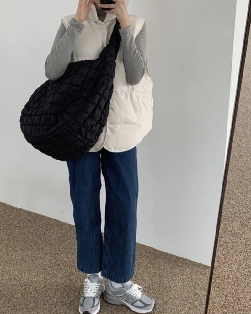 Gesteppte Hobo-Umhängetasche – mit Rüschenoptik für den täglichen Gebrauch