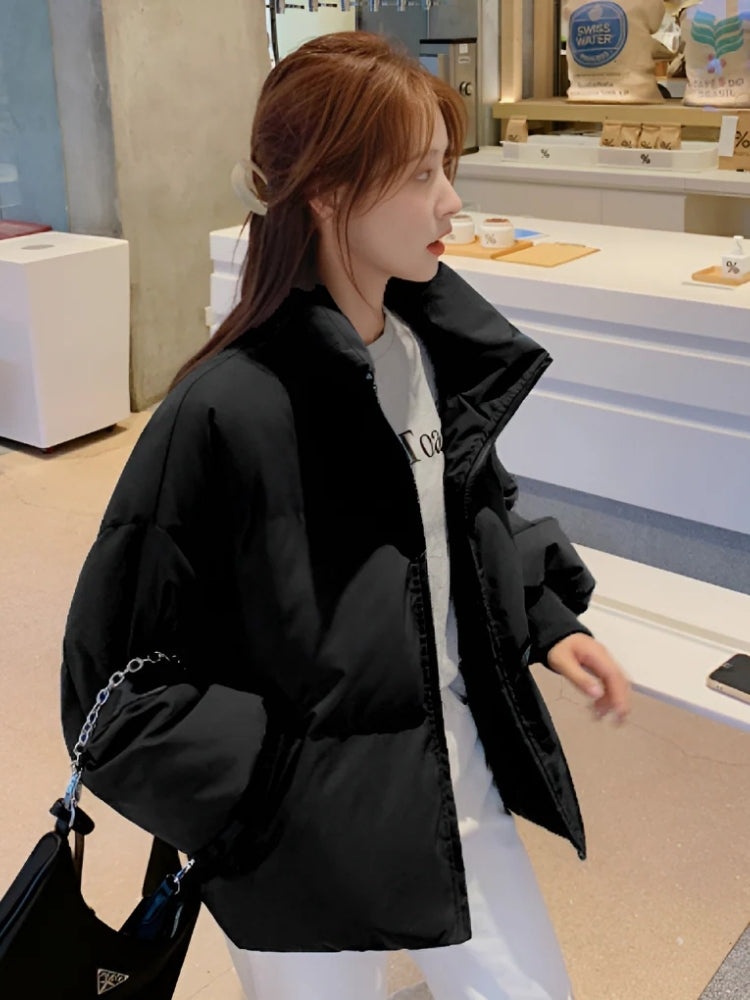 Gesteppte Pufferjacke – Glänzende Damen-Winterjacke mit Kragen