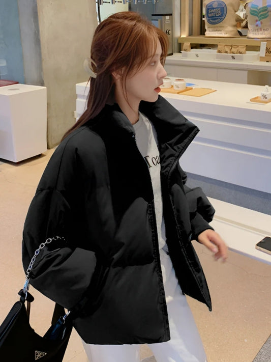 Gesteppte Pufferjacke – Glänzende Damen-Winterjacke mit Kragen