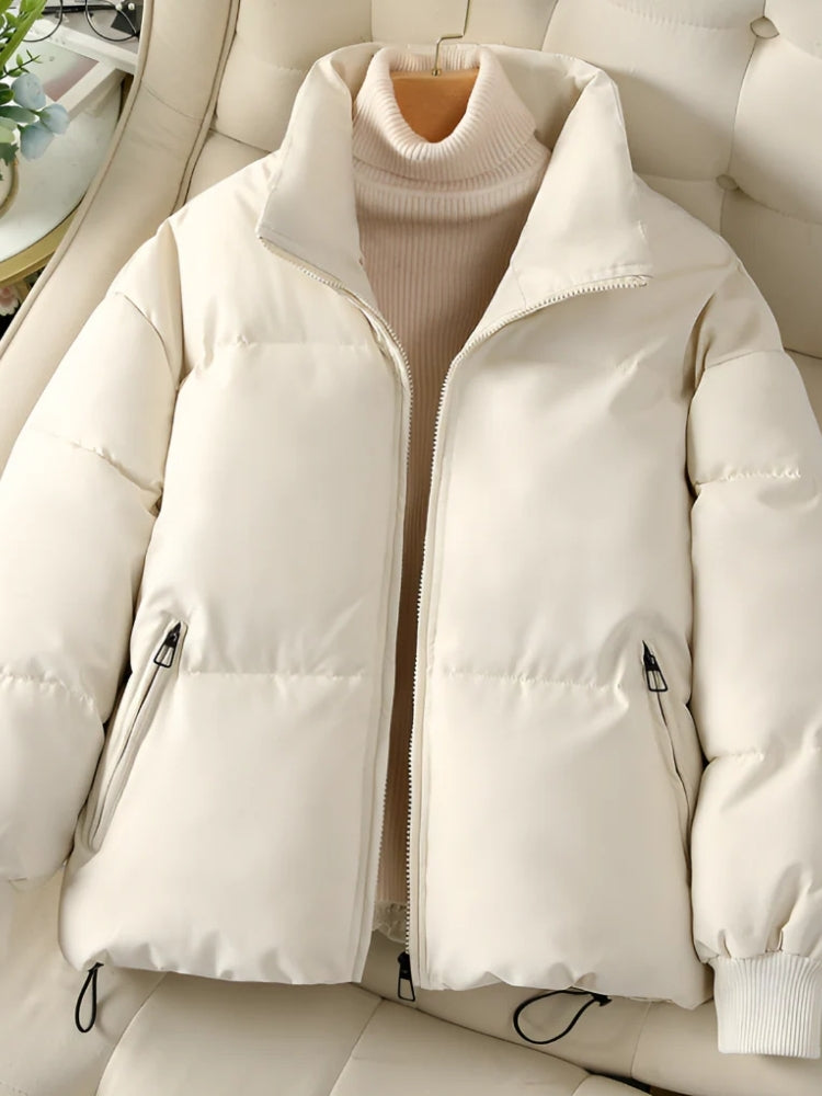 Gesteppte Pufferjacke – Glänzende Damen-Winterjacke mit Kragen