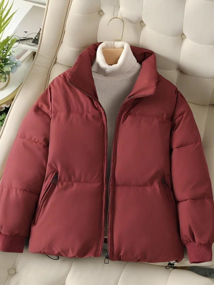 Gesteppte Pufferjacke – Glänzende Damen-Winterjacke mit Kragen