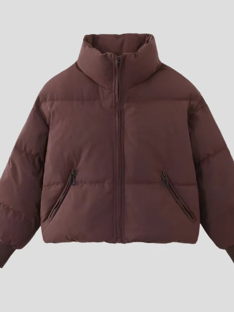 Gesteppte Pufferjacke – Glänzende Damen-Winterjacke mit Kragen